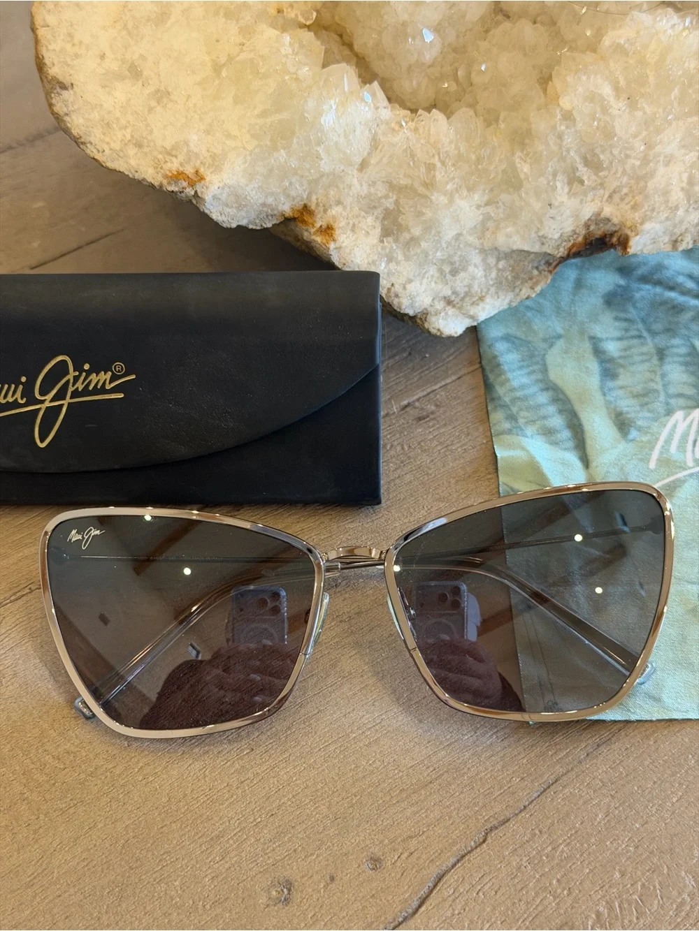 MAUI JIM Puakenikeni POLARIZED Sunglasses STG-SG Super Thin Frame Gray Womens